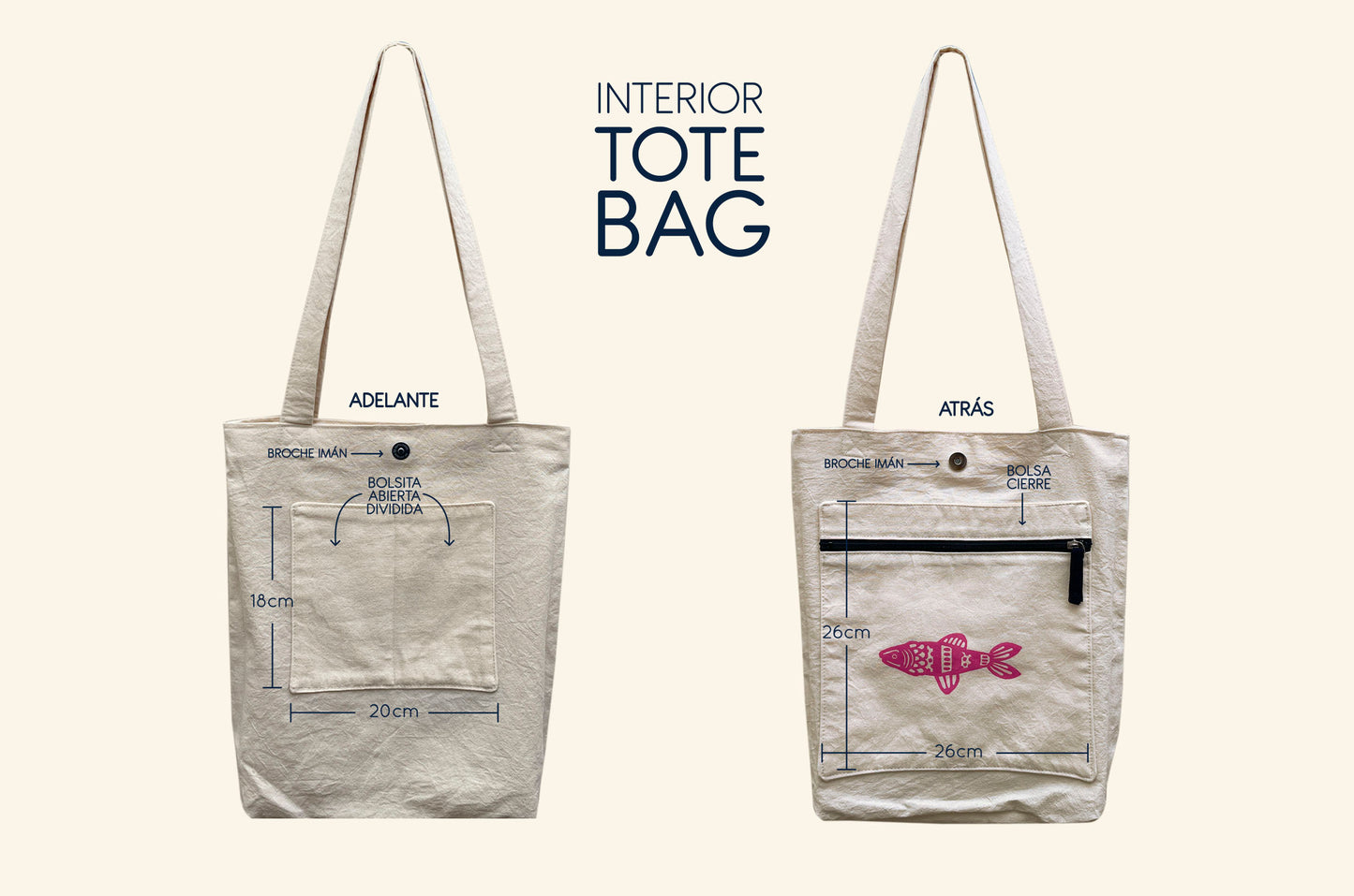 Tote bag - Verano en el mar 2 - Pez rosa