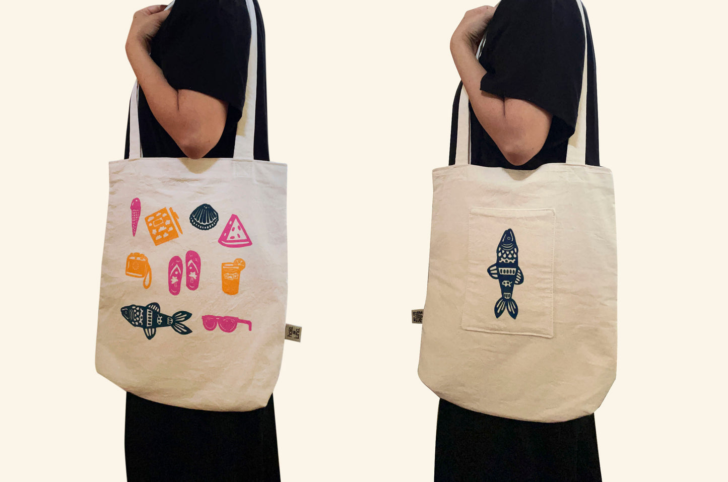 Tote bag - Verano en el mar 2 - Pez rosa