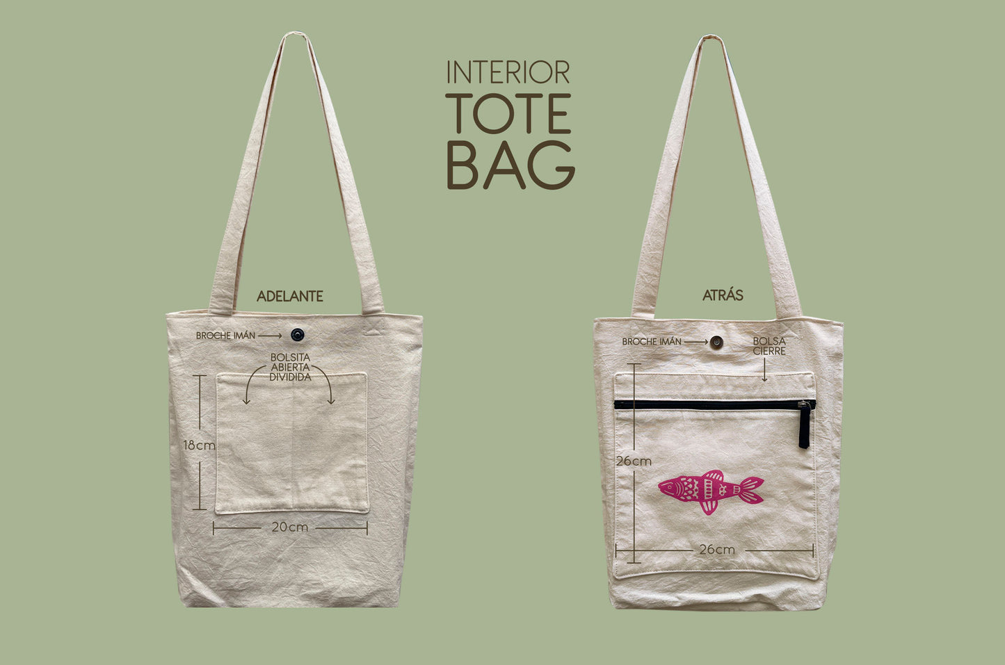 Tote bag - Verano en el mar 2 - Pez rosa